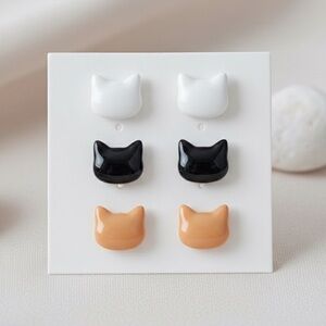 Cat Silhouette Stud Set — Handmade Resin Earrings — Hypoallergenic